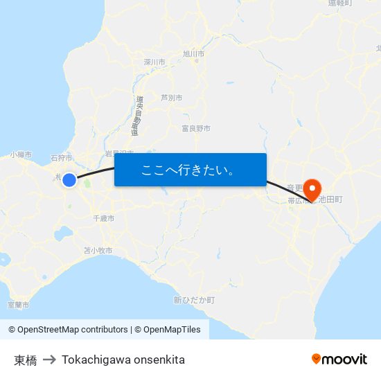 東橋 to Tokachigawa onsenkita map