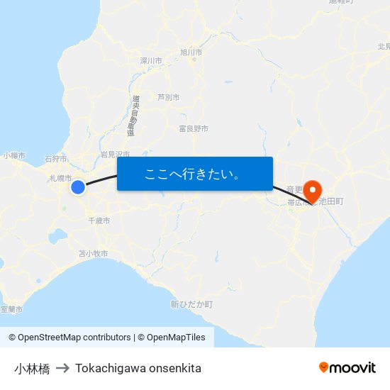 小林橋 to Tokachigawa onsenkita map