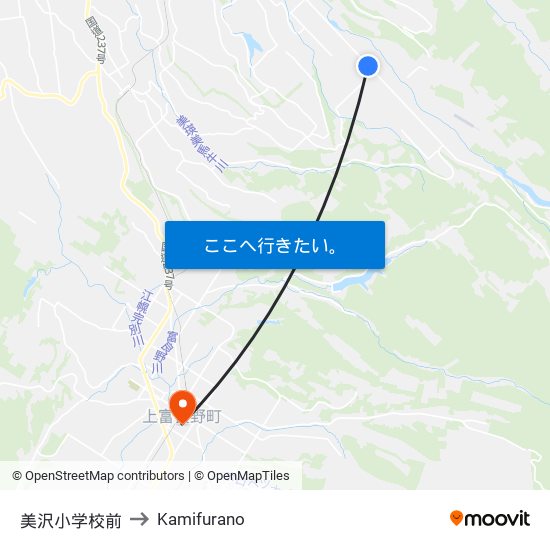 美沢小学校前 to Kamifurano map