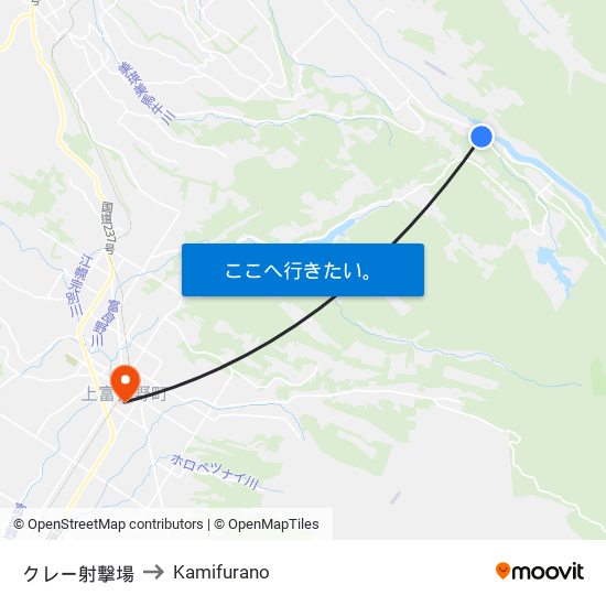 クレー射撃場 to Kamifurano map