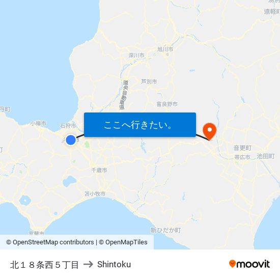 北１８条西５丁目 to Shintoku map