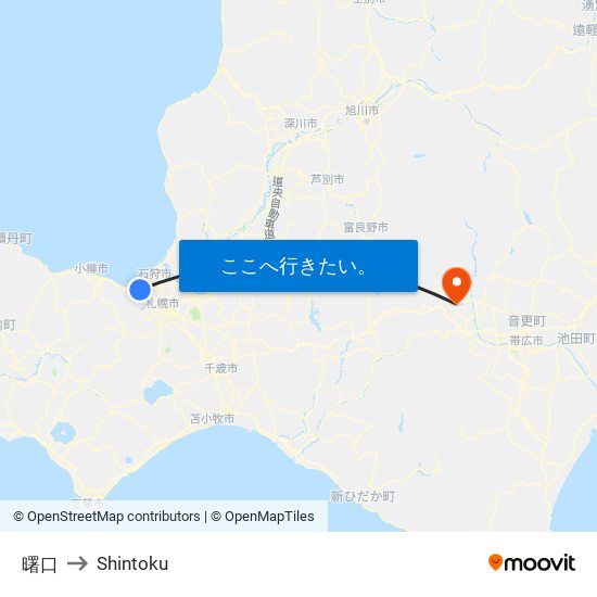 曙口 to Shintoku map