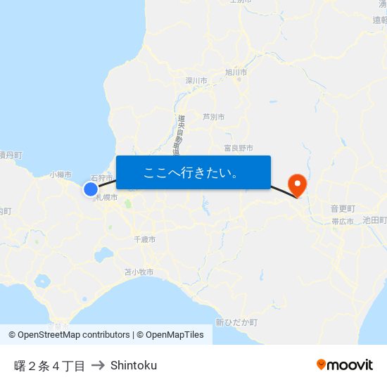 曙２条４丁目 to Shintoku map