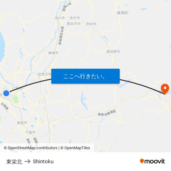 東栄北 to Shintoku map