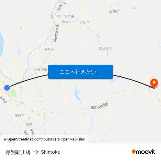 厚別新川橋 to Shintoku map