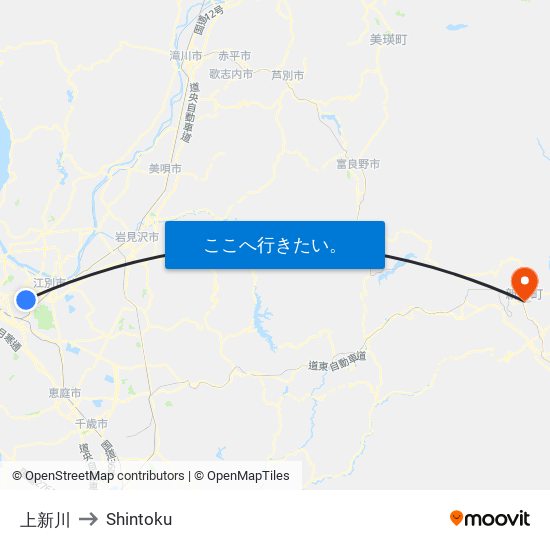 上新川 to Shintoku map