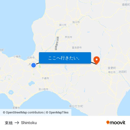 東橋 to Shintoku map