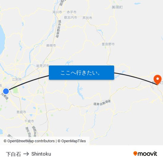 下白石 to Shintoku map