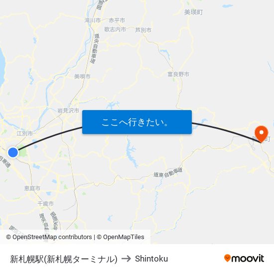 新札幌駅(新札幌ターミナル) to Shintoku map