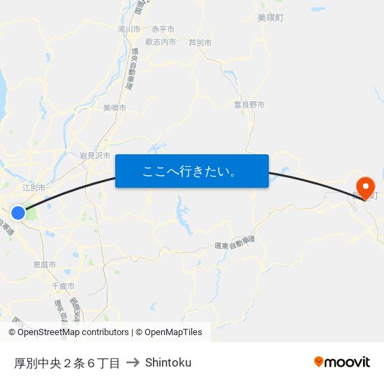 厚別中央２条６丁目 to Shintoku map