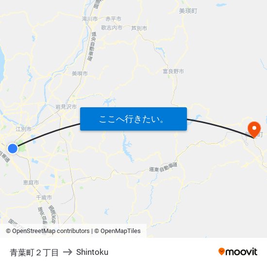 青葉町２丁目 to Shintoku map