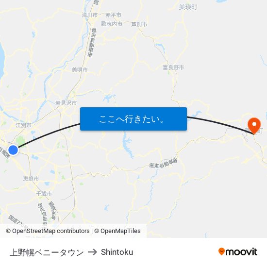 上野幌ベニータウン to Shintoku map