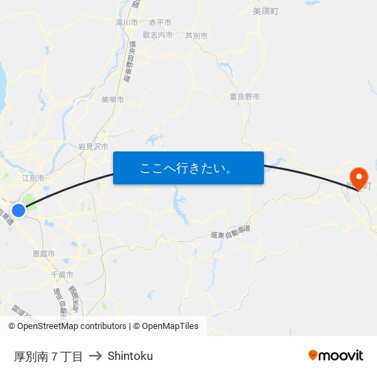 厚別南７丁目 to Shintoku map