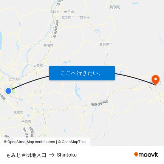 もみじ台団地入口 to Shintoku map