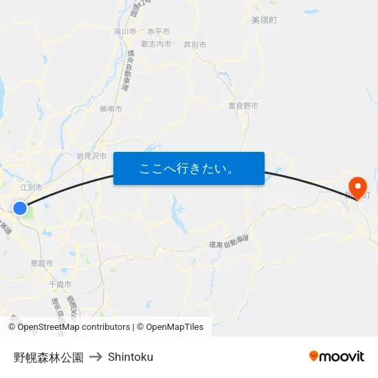 野幌森林公園 to Shintoku map