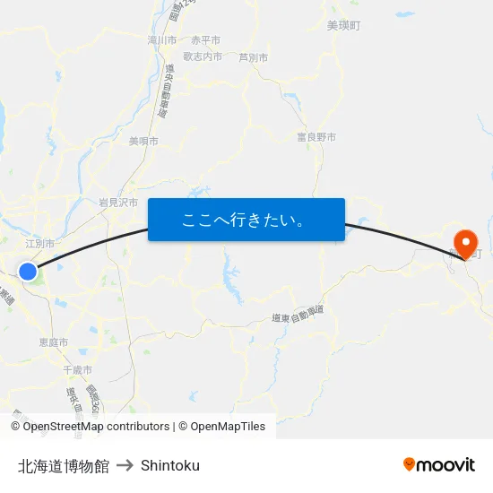 北海道博物館 to Shintoku map