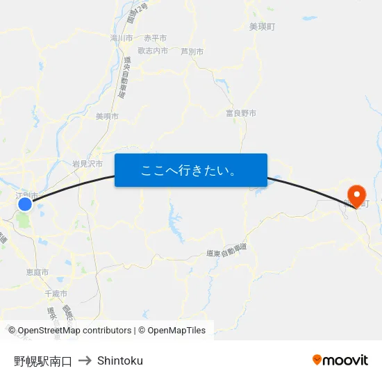 野幌駅南口 to Shintoku map