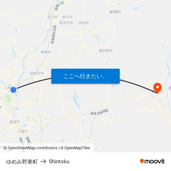 ゆめみ野東町 to Shintoku map