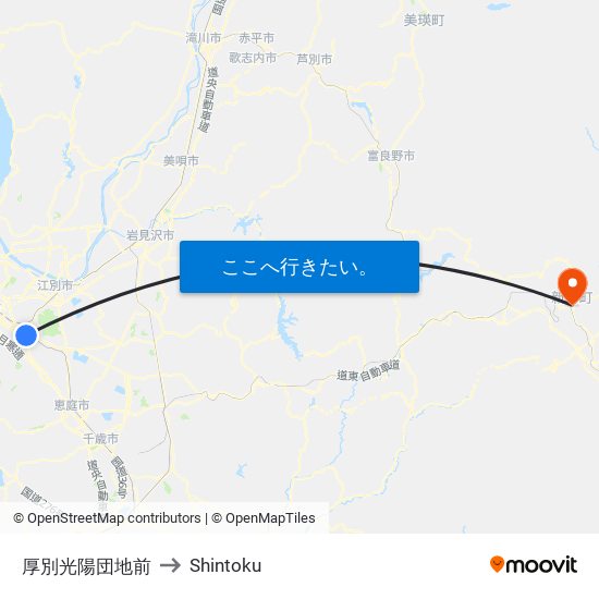 厚別光陽団地前 to Shintoku map