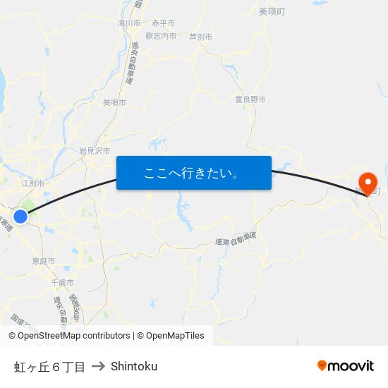 虹ヶ丘６丁目 to Shintoku map