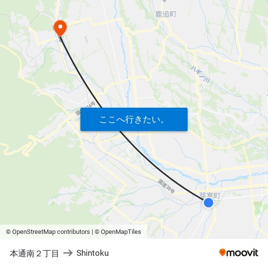 本通南２丁目 to Shintoku map