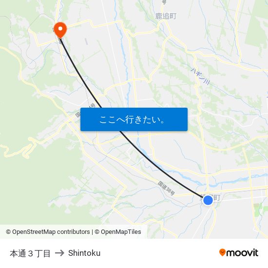 本通３丁目 to Shintoku map