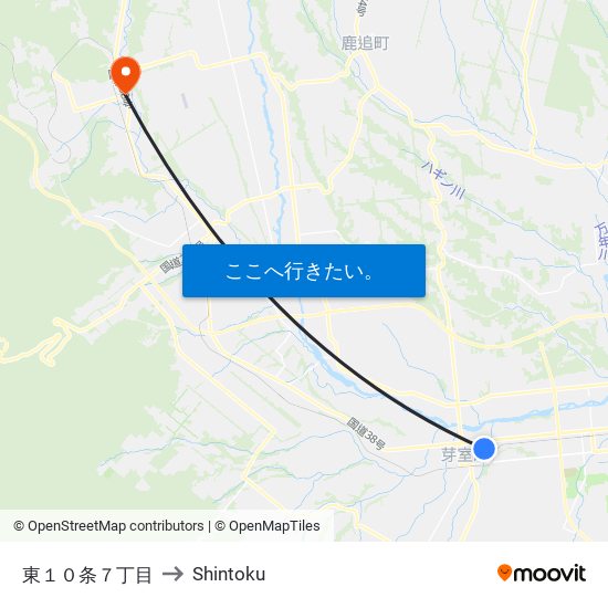 東１０条７丁目 to Shintoku map