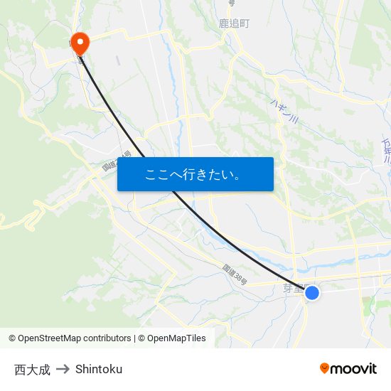 西大成 to Shintoku map