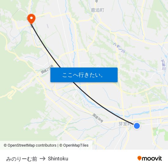 みのりーむ前 to Shintoku map