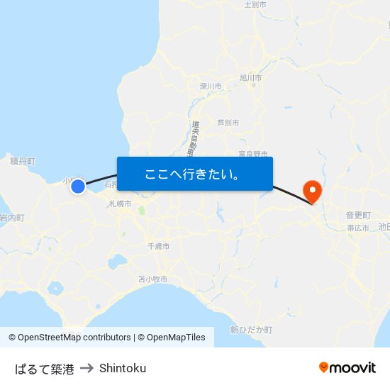 ぱるて築港 to Shintoku map