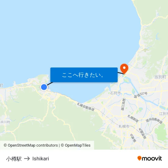 小樽駅 to Ishikari map
