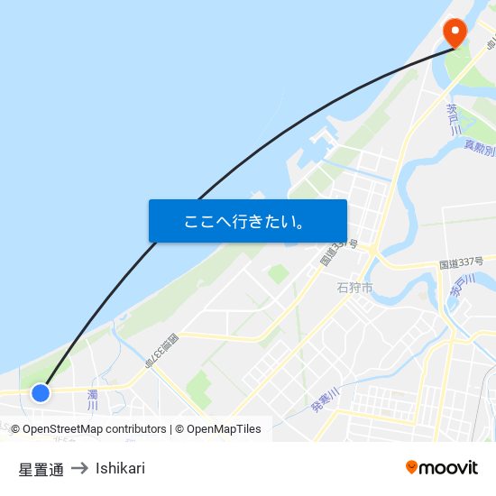 星置通 to Ishikari map