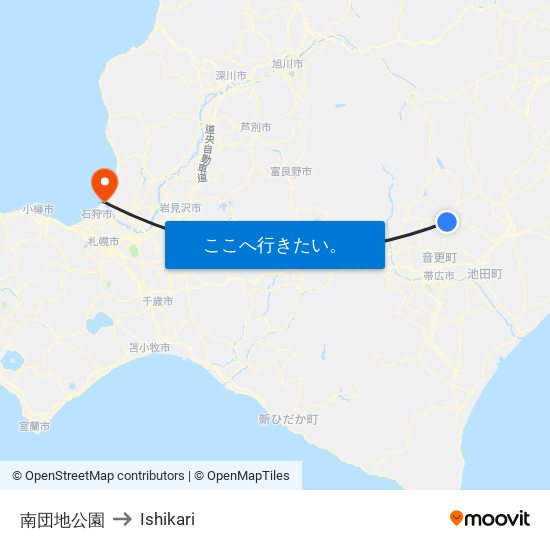 南団地公園 to Ishikari map