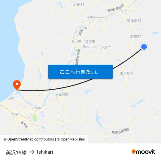 美沢19線 to Ishikari map