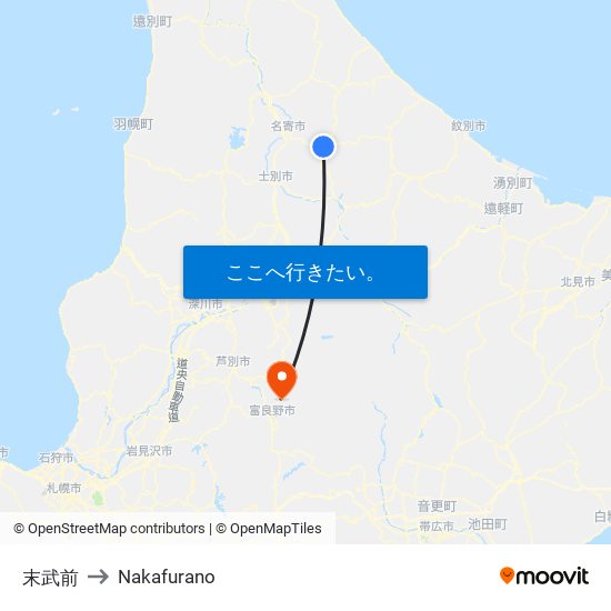 末武前 to Nakafurano map