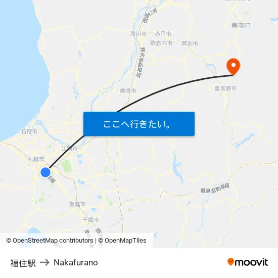 福住駅 to Nakafurano map