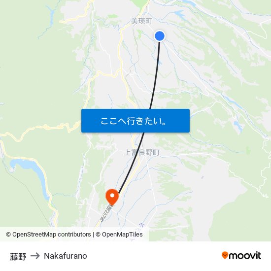 藤野 to Nakafurano map