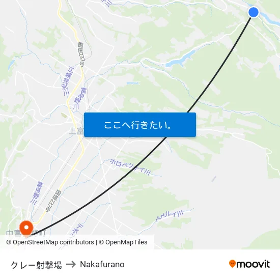 クレー射撃場 to Nakafurano map