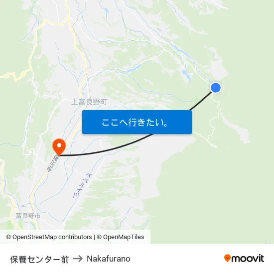 保養センター前 to Nakafurano map