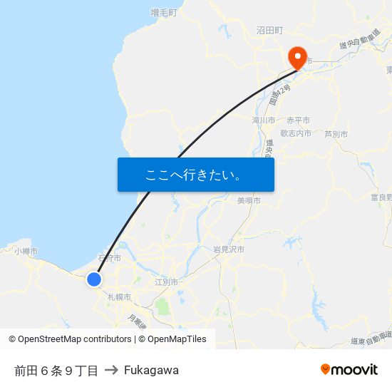 前田６条９丁目 to Fukagawa map