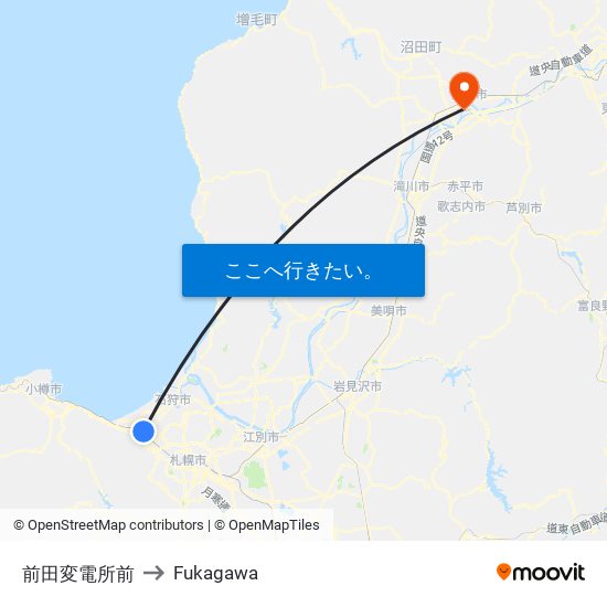 前田変電所前 to Fukagawa map