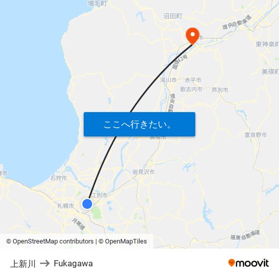 上新川 to Fukagawa map