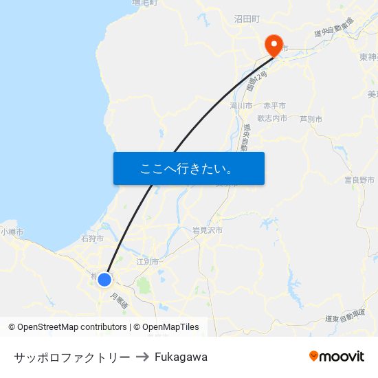 サッポロファクトリー to Fukagawa map