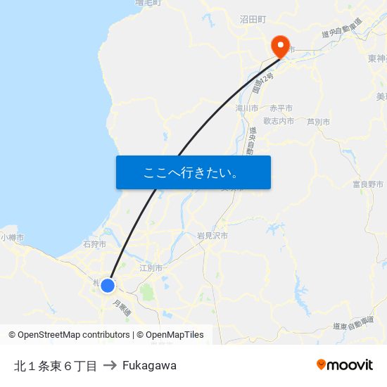 北１条東６丁目 to Fukagawa map