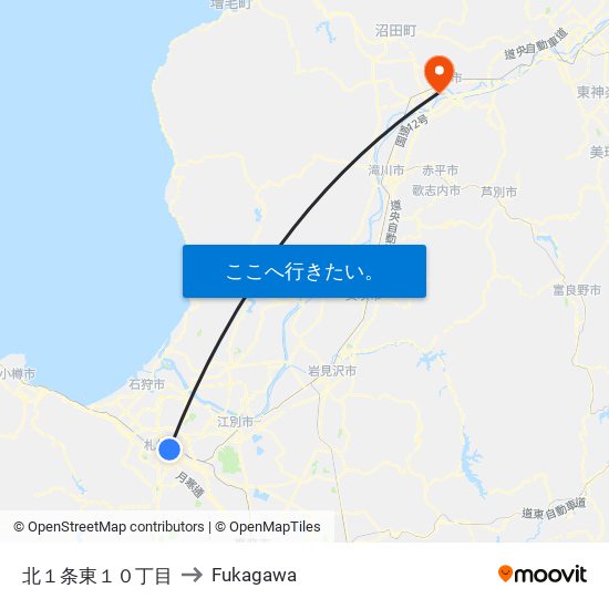 北１条東１０丁目 to Fukagawa map