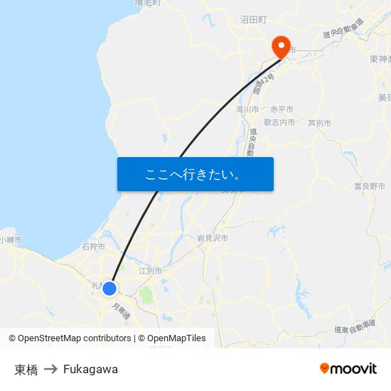 東橋 to Fukagawa map