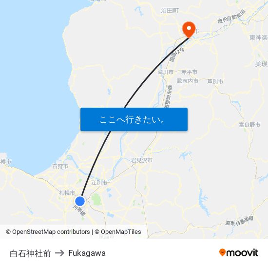 白石神社前 to Fukagawa map