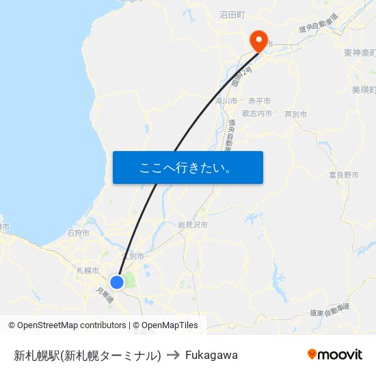 新札幌駅(新札幌ターミナル) to Fukagawa map