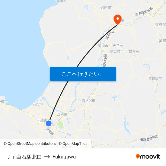 Ｊｒ白石駅北口 to Fukagawa map