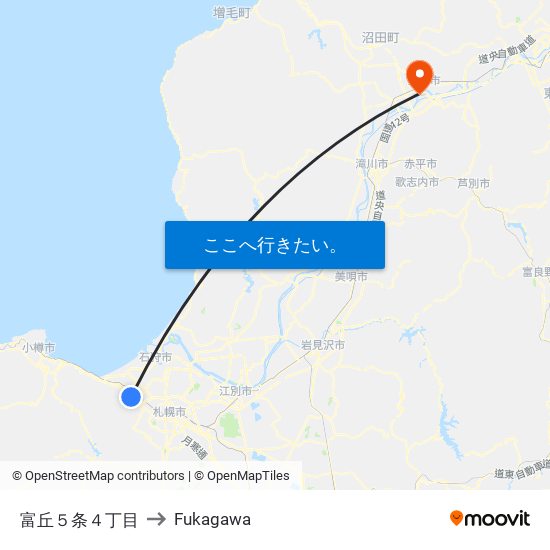 富丘５条４丁目 to Fukagawa map